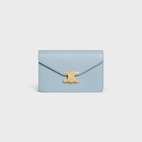 WALLET ON CHAIN MARGO IN SHINY CALFSKIN PALE BLUE - Image 1